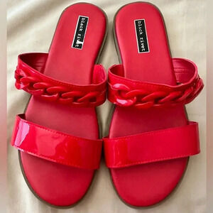 Black Rivet Red Sandals Size 7.5W